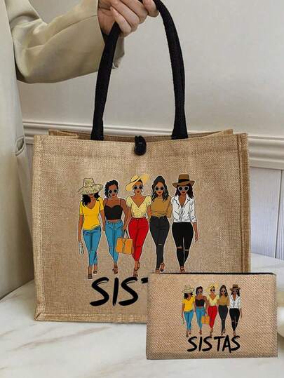 姐妹手提包，时尚，女士团体，多功能收纳包，适合日常通勤、购物、学生使用、旅行和休闲，轻便美观，生日礼物，独立日礼物，母亲节礼物，教师节礼物。