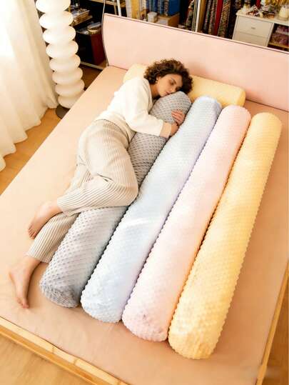 女士长腿毛绒枕，孕妇侧睡圆柱枕，可拆卸可水洗记忆棉圆枕，缓解颈椎疼痛，圆柱枕，可拆卸枕套，睡眠颈枕，天鹅绒波点生日/节日礼物