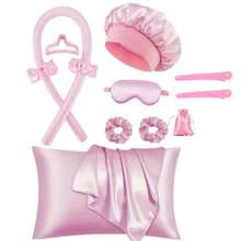 Bộ dụng cụ tạo kiểu tóc và ngủ 12 món, bao gồm máy uốn tóc, 1 vỏ gối, phù hợp với giường cỡ Queen, bộ uốn tóc không dùng nhiệt, máy uốn tóc qua đêm, 1 mặt nạ ngủ. - Nhiều màu - Xem 12