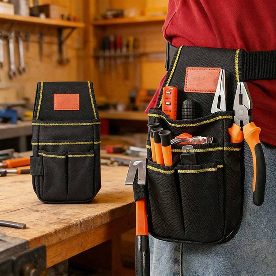 1pc Thick & Durable Multi-Layer Electrician Tool Bag, Adjustable Waist-Mounted Heavy Duty Storage Pouch