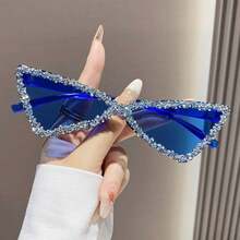 Fashion Triangle Rhinestone  Fashion  For Women Irregular Hip-Hop Sunshade Glasses - Yellow - View 7