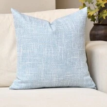 1 件奢华装饰亚麻方形抱枕套，适用于沙发、客厅、卧室、农舍，也可作为礼物使用，适合所有季节，不含填充物 - 淺藍 - 查看 13