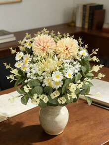 Bó hoa cưới "Tình yêu vĩnh cửu", được làm từ lá bạch đàn, hoa baby's breath, hoa cúc, hoa cẩm tú cầu và hoa cúc vạn thọ, thích hợp cho cô dâu và phù dâu cầm, thời trang và sống động, tượng trưng cho tình yêu bất diệt. - Nhiều màu - Xem 8