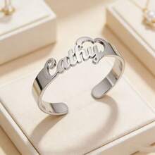 Vòng tay khắc tên cá nhân, Vòng tay chữ cái tùy chỉnh, Vòng tay hở tự làm khắc tên cho nữ, Vòng tay chữ cái lớn bằng thép không gỉ, Vòng tay khắc theo yêu cầu, Quà tặng trang sức cho Halloween, Giáng sinh, Lễ Tạ ơn, Sinh nhật, Dành cho phái nữ - Nhiều màu - Xem 7