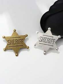 復古牛仔布警長徽章裝飾品，適用於派對、舞台表演、Cosplay、生日禮物與收藏 - 彩色 - 查看 3