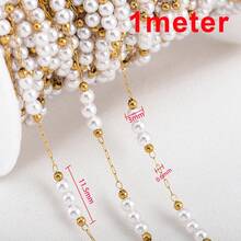 1米3毫米金色不锈钢珠链，仿珍珠链，巴洛克风格，适合DIY珠宝制作，项链、手链和耳环 - 鏈條 - 查看 10