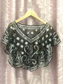1 chiếc khăn choàng đính sequin mỏng nhẹ mùa hè, áo khoác ngoài đa năng dành cho nữ. - Nhiều màu - Xem 4
