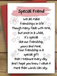 1 Greeting Card With Envelope, Friendship Is The Special Gift I Cherish Every Day, Suitable For Birthday, Anniversary, Any Important Occasion, Great Gift For My Best Friend - 1PC - View 1