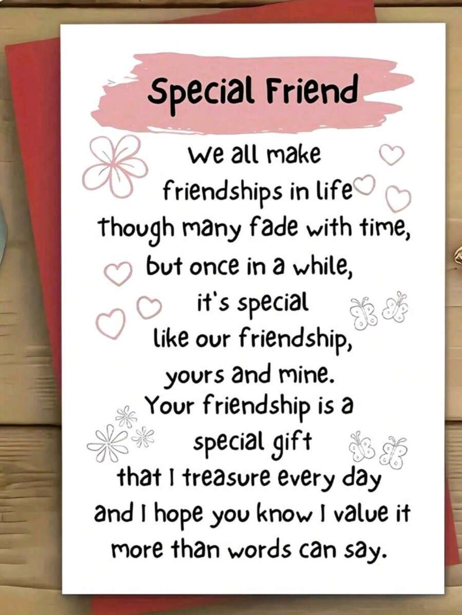 1 Greeting Card With Envelope, Friendship Is The Special Gift I Cherish Every Day, Suitable For Birthday, Anniversary, Any Important Occasion, Great Gift For My Best Friend - 1PC - View 1
