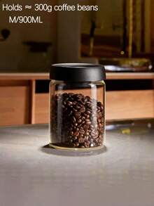 1个带密封盖的玻璃真空咖啡罐，硼硅酸盐玻璃真空密封储物罐，适用于存放咖啡豆、咖啡粉、茶叶、香料、坚果、饼干、谷物和糖，咖啡吧配件，带真空密封套装 - 透明 - 查看 13