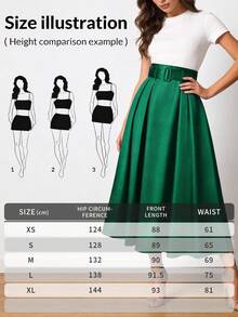 时尚女士收腰半身裙 休闲春季款 - 墨綠色 - 查看 6