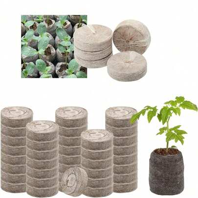 50pcs 30mm Peat Pellets Seed Starter Plugs, Nutritious Seed Planting Blocks Suitable For Vegetable Seedlings, Easy To Transplant Compressed Peat Seed Pots