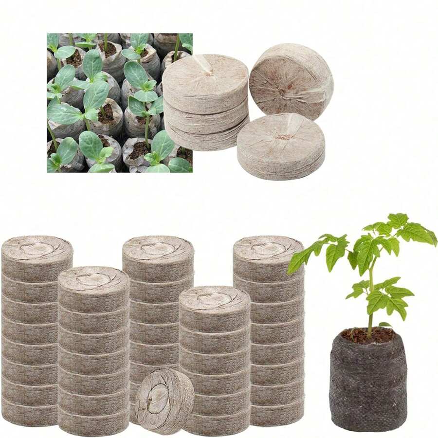 50粒30毫米泥炭丸育苗块，营养丰富的种子种植块，适用于蔬菜幼苗，易于移植的压缩泥炭育苗盆