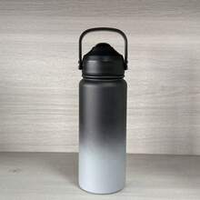 1个20盎司不锈钢保温水瓶，宽口双层真空设计，硅胶吸管，防汗防漏，适合旅行 - 彩色 - 查看 9