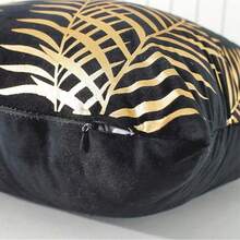 1pc Plush Foil Print Throw Pillow Cover, For Living Room, Sofa, Bedroom - Gold Leaf - View 8
