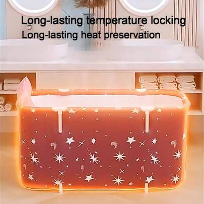 适用于小型浴室的可折叠浸泡浴缸 - 便携式成人浴缸，节省空间的独立式星形图案浴缸，适用于小型公寓的可折叠淋浴浴缸，无需安装