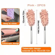 Microfiber Duster, Extendable & Washable Mini Duster, Detachable Handheld Microfiber Cleaning Duster, Extendable Dust Collector, Extendable & Bendable Car Interior Duster, Soft Dashboard & Vent Duster, Cleaning Brush, Suitable For Ceiling Fan, High Ceiling, Blinds, Furniture, Car, Office - Multicolor - View 13