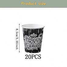 Bộ đồ dùng ăn uống dùng một lần Black Diamond cho sinh nhật, đĩa tiệc 7/9 inch, đĩa giấy, cốc, khăn ăn dùng một lần, thích hợp cho các dịp lễ, đám cưới, lễ đính hôn, sinh nhật, tiệc tùng, lễ kỷ niệm. - Nhiều màu - Xem 6