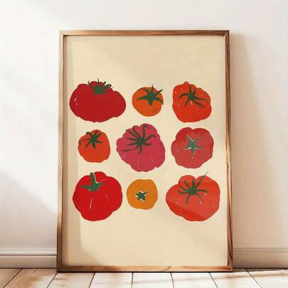 1pc Vintage Heirloom Tomato Fashion Art Print | 1pc Wall Art, Eclectic Vegetable Canvas Painting, Dining Room Decor, Kitchen Aesthetic Design, Gift For Friends, Housewarming Gift