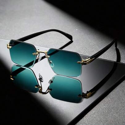 1副复古时尚无框眼镜，四季皆宜，男女通用高端金属无框眼镜 - 非常适合度假、旅行、街头摄影、徒步、派对、音乐节、演唱会等场合，也是一份理想的礼物。