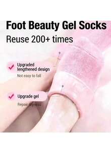 2/1 Pair Reusable Gel Moisturizing Foot Socks - Soft Nourishing Socks, Foot Care Socks, Easy To Clean Lightweight Design, Suitable For Home Foot Care, Cracked Heels And Softening Rough Skin - Multicolor - View 7