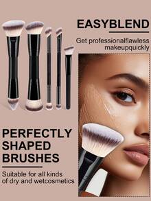 YZIMENG Bộ cọ trang điểm chuyên nghiệp hai đầu 10/9/7/5 món, bao gồm cọ tán kem nền, cọ tạo khối, cọ má hồng, cọ phấn phủ, cọ phấn mắt, cọ che khuyết điểm, cọ highlight, cọ pha màu, cọ kẻ mày, cọ trộn màu, cọ kẻ mắt. Được làm từ chất liệu sợi mềm mại, phù hợp cho trang điểm hàng ngày. - màu đen - Xem 2