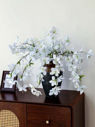 1株人造长茎茉莉花，仿真垂吊茉莉，适用于家居装饰、卧室客厅装饰、房间装饰、花瓶装饰、办公室装饰、桌面摆件、婚礼装饰、户外花园庭院装饰、派对装饰、礼品、春夏装饰