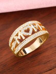 1 PC Fashion Cubic Zirconia Ring For Women For Valentine's Day Gift Wedding Anniversary Party Jewelry - Yellow Gold - View 3
