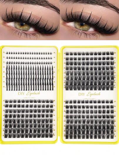 448 sợi mi giả 4 trong 1, độ dày 160D/120D/100D, dài 6-20mm, dạng gai nhọn, dùng cho mi dưới, có thể tái sử dụng, mi giả dạng chùm, mi giả dày dặn, tự làm mi giả dạng gai nhọn, mi giả kiểu Manga, mi giả lông chồn.