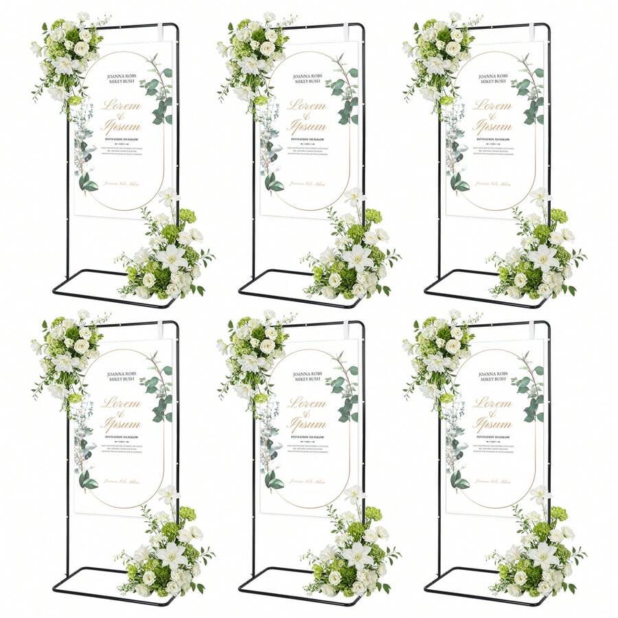 Vincidern 6PCS Wedding Welcome Sign Stand, 68.9" Wedding Sign Holder For Seating Charts,Black Versatile Sign Stand For Weddings Birthdays Party,Bridal Shower,Anniversary Ceremony Event Decor,Mother's Day Party Supplies - 黑色的廣告架 - 查看 1