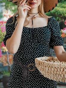 1 chiếc thắt lưng bằng polyester dệt rỗng, họa tiết hình thoi, phù hợp cho mọi mùa, đặc biệt là mùa hè. - Nhiều màu - Xem 6