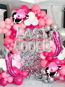 28件組牛仔主題氣球套裝，包含銀色 LAST RODEO 字母氣球橫幅、靴子、牛仔帽鋁箔氣球與乳膠氣球，適合單身女派對、生日、新娘婚前派對、Last Rodeo - 多色 - 查看 3