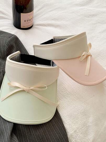 女士蝴蝶结遮阳帽，大帽檐，冰丝面料，透气，防晒，防晒帽