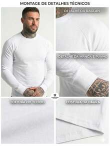 Raglan Long Sleeve Ribbed T-Shirt - WHITE. - View 3