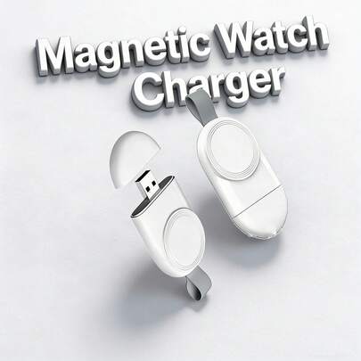 1 pièce Chargeur magnétique sans fil de montre de charge rapide de couleur unie, mini récepteur de charge, chargeur magnétique sans fil portable de montre, adaptateur de charge de montre intelligente, tapis de charge, charge rapide haute efficacité, compatible avec la série Ultra/9/8/7/6/SE/SE2/5/4/3/2/1, brancher et jouer, cadeau de Pâques de printemps