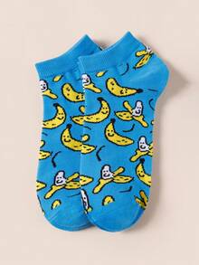 1/2/3/5/10/15/20 Pairs Heated Rivalry Hollanov Collection Blue Banana Hockey Socks – Short Style, Lightweight, Spring & Summer Fashion - Blue - View 1