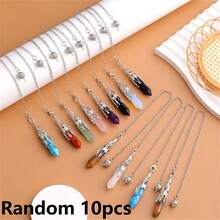 3pcs/5pcs/10pcs Mixed Natural Crystal Hexagon Pendant: Assorted Gemstones Including Quartz, Agate, Amethyst, Tiger Eye, Suitable For DIY Jewelry Making - Pendant - View 17