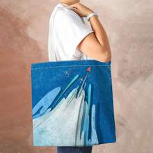 1pc Canvas Tote Bag, Spacious Fashion Shoulder Bag, Large Capacity Foldable Handbag, Reusable Carry Bag - Multicolor - View 5