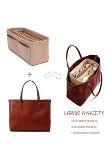 1 túi đựng đồ nhiều ngăn bằng nỉ, có túi khóa kéo, túi xách nhẹ, túi đựng mỹ phẩm dung tích lớn. - Nhiều màu - Xem 9