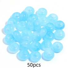 50pcs 14mm Acrylic Bicolor Faux Jade Large Hole Beads, DIY Jewelry Accessories, Phone Straps, Bag Decor, Wholesale - Two-tone Gradient Style - View 9