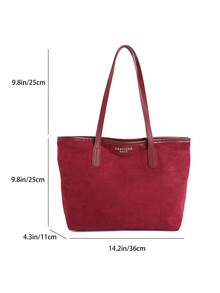 Large Capacity Handbag For Women, New Arrival Minimalist Commuter Shoulder Tote Bag - Burgundy - View 2