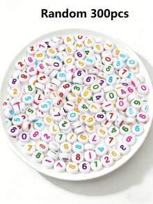 600/300/150颗鲜艳亚克力字母珠，4x7毫米扁平圆形字母吊坠，适用于DIY珠宝、手链、项链和工艺品 - 彩色 - 查看 34