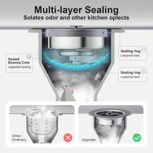 3 In 1 Kitchen Sink Drain Strainer And Stopper, 304 Stainless Steel Pop-Up Anti-Clogging Basket Filter, Fast Drainage Sink Plug, Universal For Standard 3-1/2 Inch Drain Holes, Easy To Install & Clean Kitchen Sink Accessory - Silver+Grey - View 5