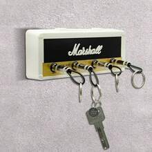 Wall Hanging Guitar Key Box Holder, Stylish Home Key Hook For Guitar & Music Enthusiasts, Decorative Storage & Organization Piece, Complete Set With 4 Keychains & 1 Wall Mount Kit - Đế móc khóa màu trắng + bốn phích cắm - Xem 2