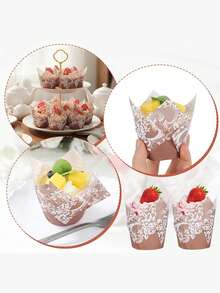 50/100/150/200 chiếc giấy lót bánh cupcake hình hoa tulip, cốc nướng viền ren, thích hợp cho đám cưới, tiệc cô dâu, kỷ niệm, Giáng sinh, sinh nhật, Ngày Valentine, Ngày của Mẹ. - Xem 4