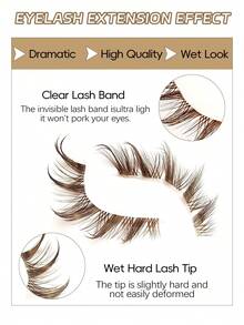 Asiteo 6 Pairs Wet Look Cartoon False Eyelashes, Brown Lashes, Spiky Lashes, Natural Makeup Effect Fake Lashes, Wet & Lightweight Eyelash Extension Makeup Tools - Comic wet eyelashes - View 3