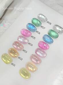 10毫升夏季气泡水猫眼凝胶指甲油 2026夏季流行超闪粉色黄色蓝色玻璃珠美甲沙龙夏季氛围美甲艺术美甲用品夏季美甲粉色美甲蓝色美甲 - 彩色 - 查看 15