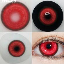 Leermoo 6-Month Disposable Colored Red Enlarging Lens, Cosplay Party Beauty Accessory - Cyber Cosmetic Red - View 3