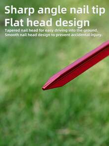 URBANWAVE 7075-T6 铝合金帐篷地钉，1/8 包装 Y 型梁帐篷地钉，重型三梁帐篷地钉，高强度全地形帐篷地钉，硬地 Y 型帐篷地钉，带绳徒步露营帐篷地钉，红色铝合金帐篷地钉 - A - 查看 4