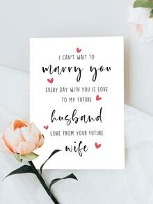 1pc Wedding Greeting Card With Envelope, Engagement Gift From Fiance, I Can't Wait To Marry You, Valentine's Day Card For Future Husband - Multicolor - View 6